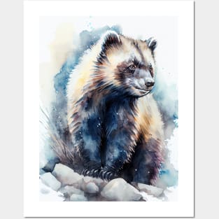 Arctic Wolverine - Watercolor Paint Posters and Art